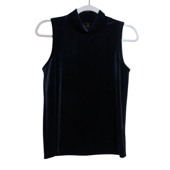 J. Crew Navy Blue Velvet Sleeveless Mock Neck Office Size XS - Picture 1 of 7